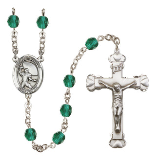 Silver-Plated 6mm Saint Christopher / Football Rosary