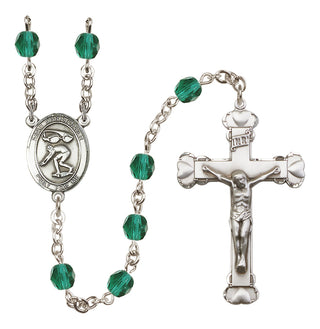 Silver-Plated 6mm Saint Christopher/Swimming Rosary