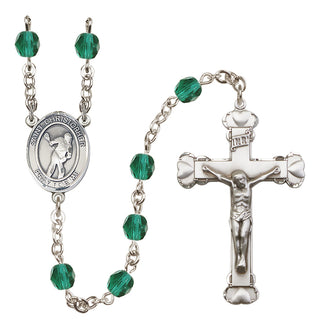 Silver-Plated 6mm Saint Christopher/Lacrosse Rosary