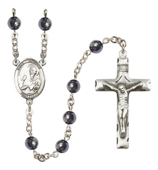 Silver-Plated 6mm Saint Andrew the Apostle  Engraved Catholic Rosaries