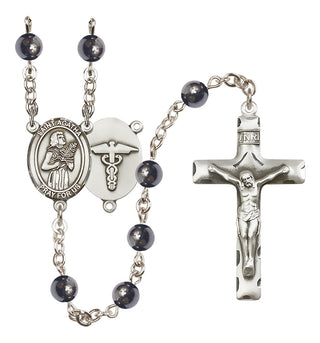 Silver-Plated 6mm Saint Agatha / Nurse Rosary