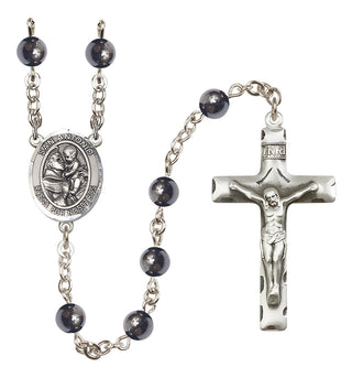 Silver-Plated 6mm San Antonio  Engraved Catholic Rosaries