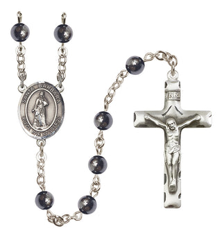 Silver-Plated 6mm Santa Barbara  Engraved Catholic Rosaries