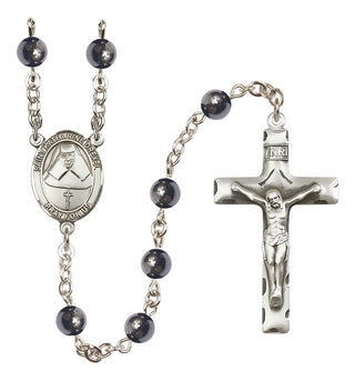 Silver-Plated 6mm Saint Katharine Drexel  Engraved Catholic Rosaries