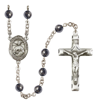 Silver-Plated 6mm Saint Catherine Laboure  Engraved Catholic Rosaries