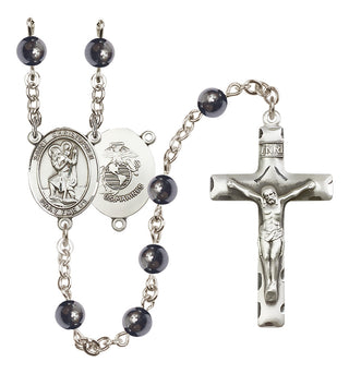 Silver-Plated 6mm Saint Christopher / Marines Rosary