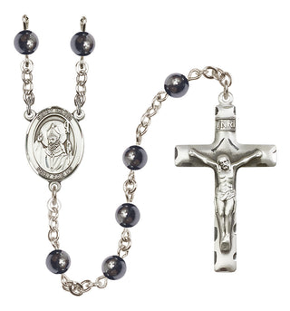 Silver-Plated 6mm Saint David of Wales  Engraved Catholic Rosaries