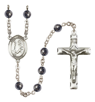 Silver-Plated 6mm Saint Dominic de Guzman  Engraved Catholic Rosaries