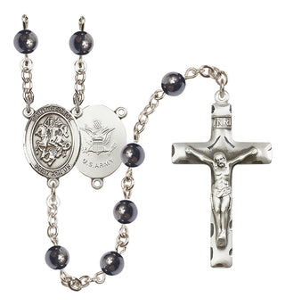 Silver-Plated 6mm Saint George / Army Rosary