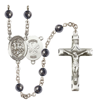 Silver-Plated 6mm Saint George / Nat'l Guard Rosary