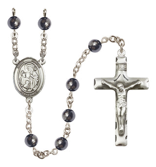 Silver Plated 6mm Hematite Saint James the Greater Rosary