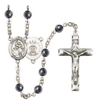 Silver-Plated 6mm Saint Joan of Arc / Air Force Rosary