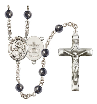Silver-Plated 6mm Saint Joan of Arc / Army Rosary