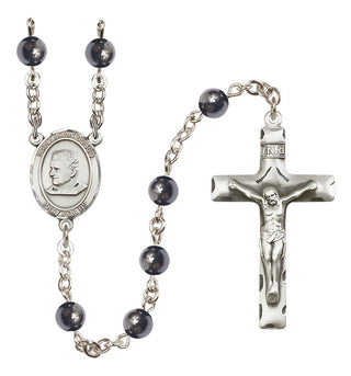 Silver Plated 6mm Hematite Saint John Bosco Rosary