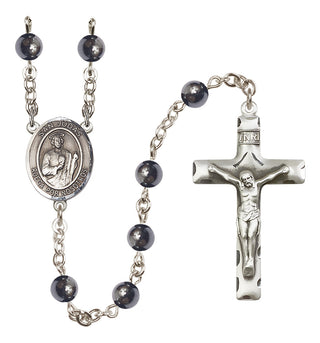 Silver-Plated 6mm San Judas  Engraved Catholic Rosaries