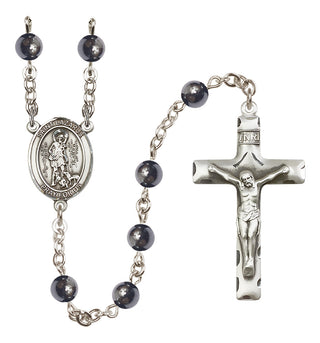 Silver Plated 6mm Hematite Saint Lazarus Rosary