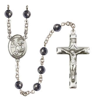 Silver Plated 6mm Hematite Saint Mark the Evangelist Rosary