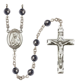 Silver-Plated 6mm Saint Martha  Engraved Catholic Rosaries