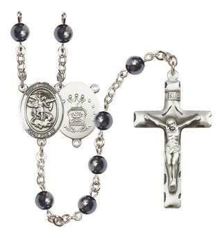 Silver-Plated 6mm Saint Michael / Air Force Rosary