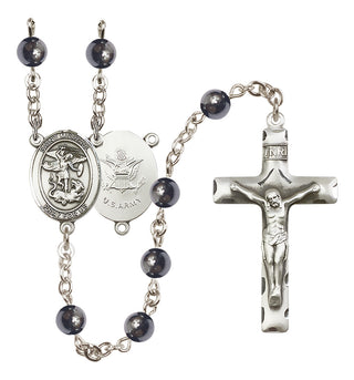 Silver-Plated 6mm Saint Michael / Army Rosary
