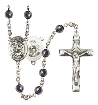 Silver-Plated 6mm Saint Michael / Marines Rosary