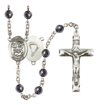Silver-Plated 6mm Saint Michael / Paratrooper Rosary