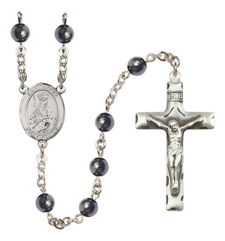 Silver-Plated 6mm Saint Louis  Engraved Catholic Rosaries