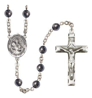Silver Plated 6mm Hematite San Ramon Nonato Rosary