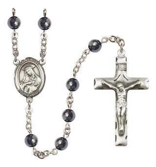 Silver-Plated 6mm Saint Rose of Lima  Engraved Catholic Rosaries