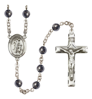 Silver-Plated 6mm Guardian Angel w/Child  Engraved Catholic Rosaries