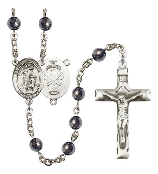 Guardian Angel and Nat'l Guard Rosary with 6mm Hematite Beads