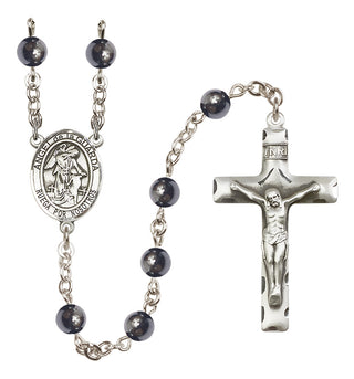 Silver-Plated 6mm Angel de la Guarda  Engraved Catholic Rosaries