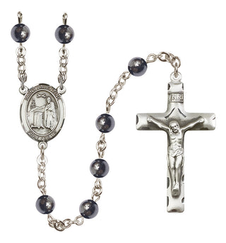Silver-Plated 6mm Saint Valentine of Rome  Engraved Catholic Rosaries