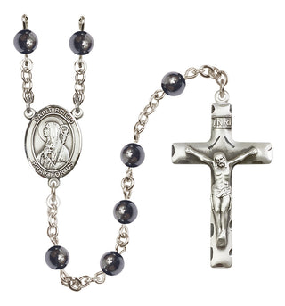 Silver-Plated 6mm Saint Brigid of Ireland  Engraved Catholic Rosaries