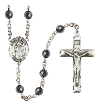 Silver-Plated 6mm Saint Stanislaus  Engraved Catholic Rosaries