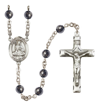 Silver Plated 6mm Hematite Saint Walburga Rosary