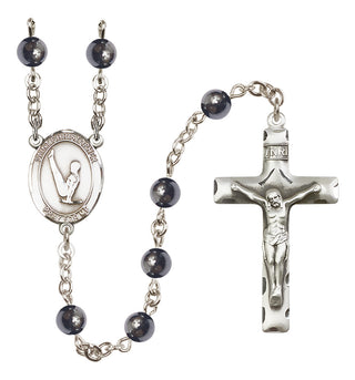 Silver-Plated 6mm Saint Christopher/Gymnastics  Engraved Catholic Rosaries