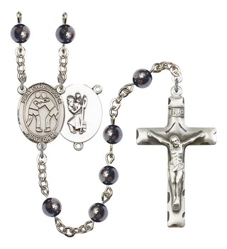 Saint Christopher and Wrestling Rosary with 6mm Hematite Beads