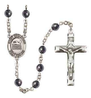 Silver-Plated 6mm Saint Sebastian/Swimming Rosary