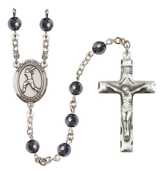 Silver-Plated 6mm Saint Sebastian / Softball Rosary