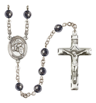 Silver-Plated 6mm Saint Christopher/Motorcycle Rosary
