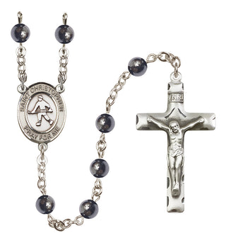 Silver-Plated 6mm Saint Christopher / Field Hockey Rosary