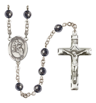 Silver-Plated 6mm Saint Sebastian / Motorcycle Rosary