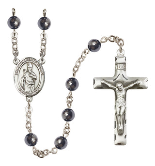Silver-Plated 6mm Saint Augustine of Hippo  Engraved Catholic Rosaries