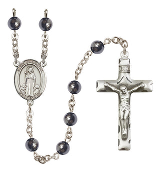 Silver-Plated 6mm Saint Barnabas  Engraved Catholic Rosaries