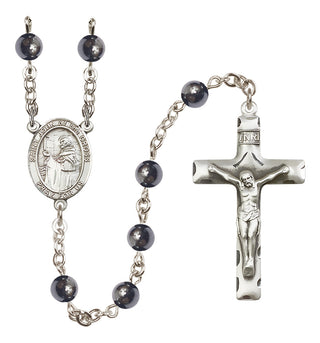 Silver-Plated 6mm Saint John of the Cross  Engraved Catholic Rosaries