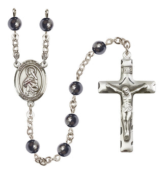 Silver-Plated 6mm Saint Matilda  Engraved Catholic Rosaries