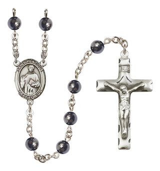 Silver Plated 6mm Hematite Saint Placidus Rosary