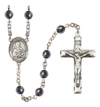 Silver Plated 6mm Hematite Our Lady of the Railroad Rosary
