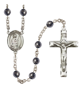 Silver-Plated 6mm Saint Grace  Engraved Catholic Rosaries